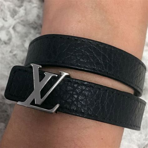 louis vuitton black leather bracelet.